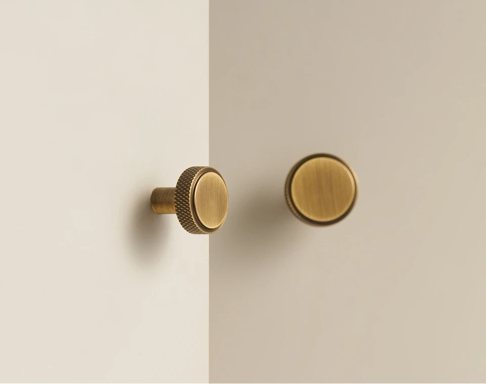 Nurlin Solid Brass Nickel Brushed Silver Knurled Classic Luxury kitchen Knobs Furniture Door Handle Available In Multiple Sizes
