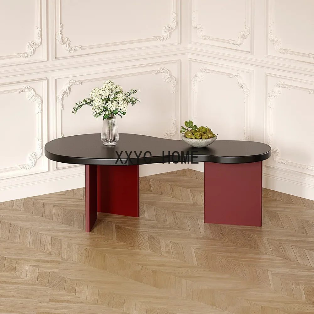 

Роскошный деревянный чайный столик для гостиной, дивана, боковой столик, темно-красный чайный столик в форме искусства