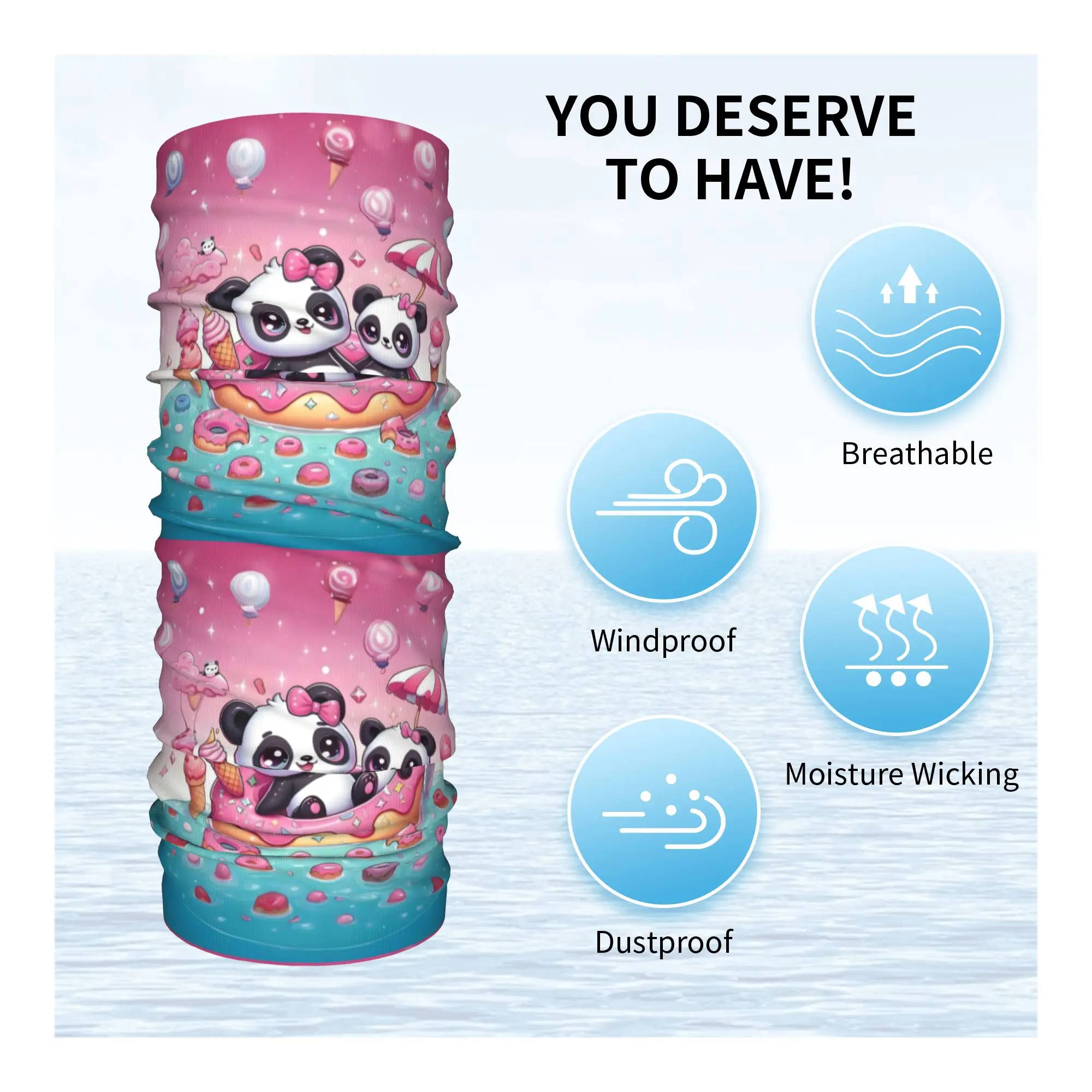 مخصص Lce كريم دونات الباندا أنيمي باندانا الرقبة الجراب للتزلج الجري النساء الرجال التفاف وشاح Kawaii الكرتون عقال أكثر دفئا #3