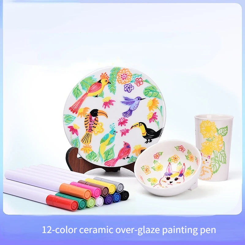 12-color Over-glaze Ceramic Painting Pen Set DIY Over-glaze Special Burning-free Waterproof Sunscreen Marker Painting Appliance