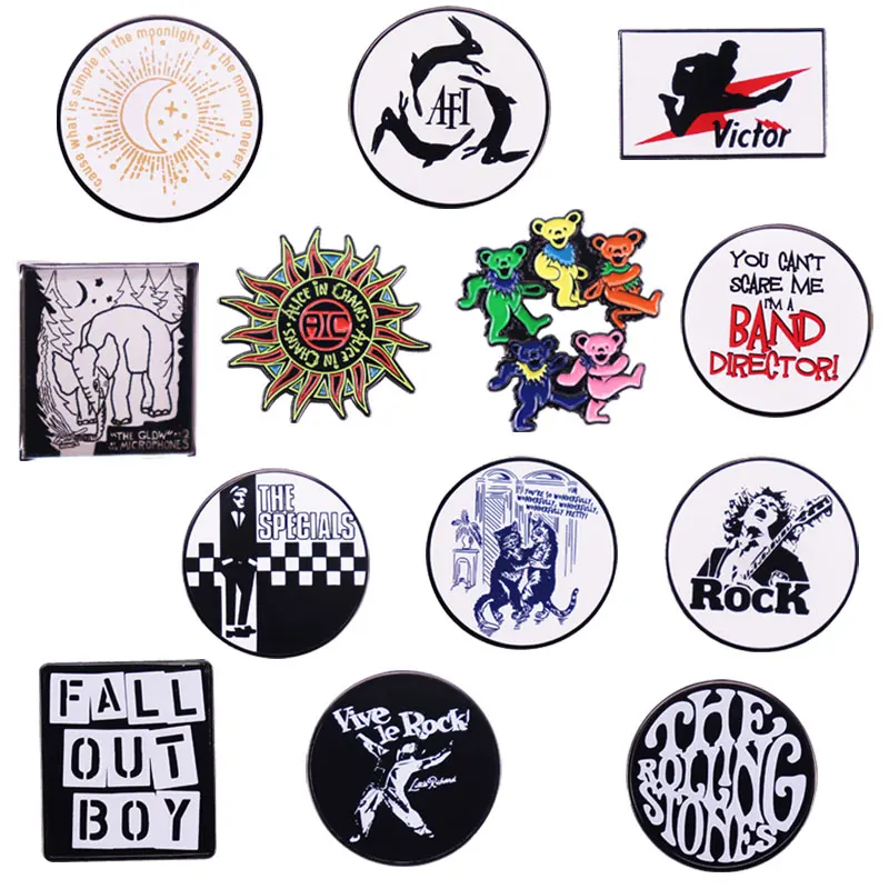 Punk Heavy Metal Rock Band Logo Badge Popular Music Enamel Cord Accessories Singers Choir Band Fan Friend Jewelry Gift Collect