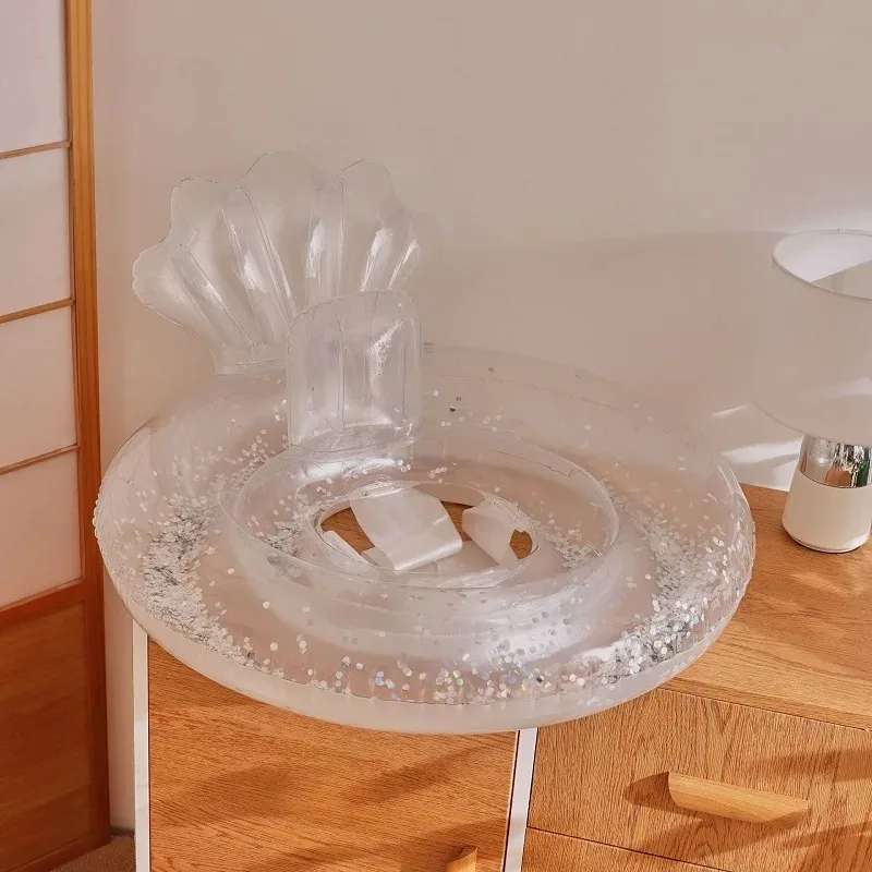 夏用クリアシェルインフレータブルおもちゃベビー水泳リング屋外プールインフレータブルフローティングシートウォータートイズ（スパンコール付きスイムサークル）