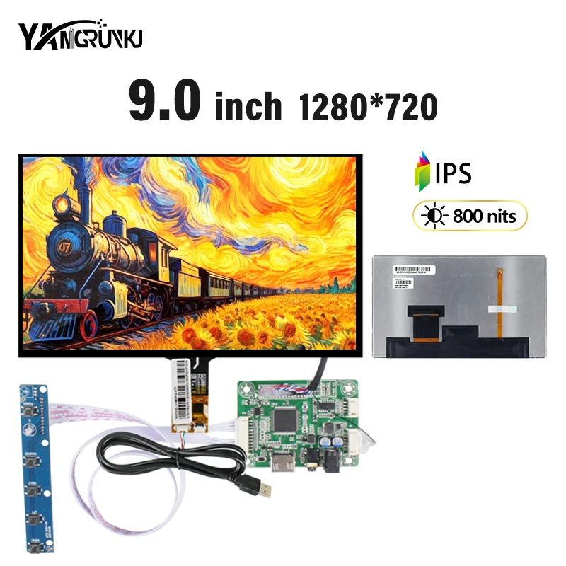 BOE 9inch AV090HDM-N13 LCD Screen 1280x720 800nit IPS LVDS Industrial Automotive Car Display Wide Temp Panel