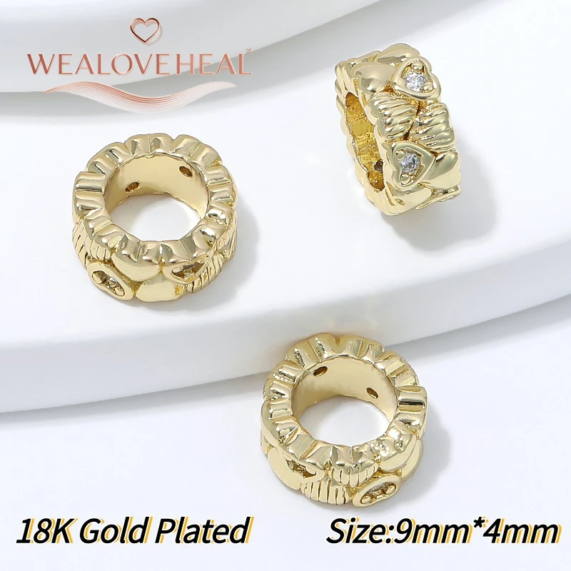perlen für schmuckherstellung, 8mm 9mm Sunburst Spacer Perlen 4mm Großloch 18K Vergoldetes Messing Micro Pave CZ Spiky für DIY Armband Halskette Schmuckherstellung – Detail 25