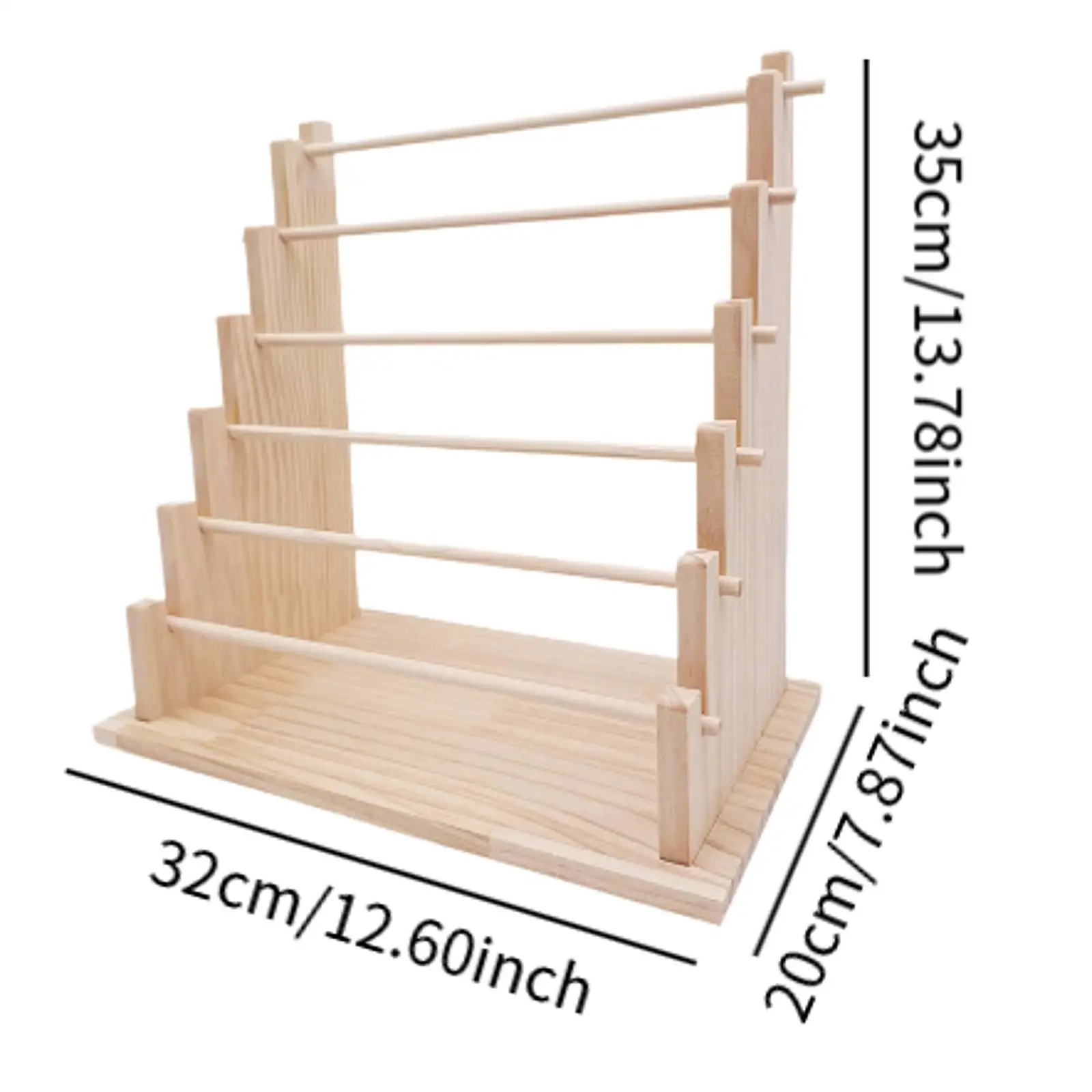 Wooden 6 Tier Jewelry Display Stand for Earring Bangle Holder Necklace Rack Watch Bracelet Organizer Storage Box