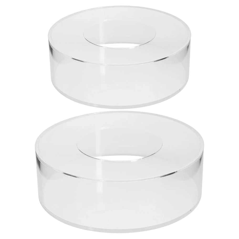 2 Pcs Transparent Cake Stand Pastry Round Display Box Clear Stands Fillable Acrylic Cupcake Shelves