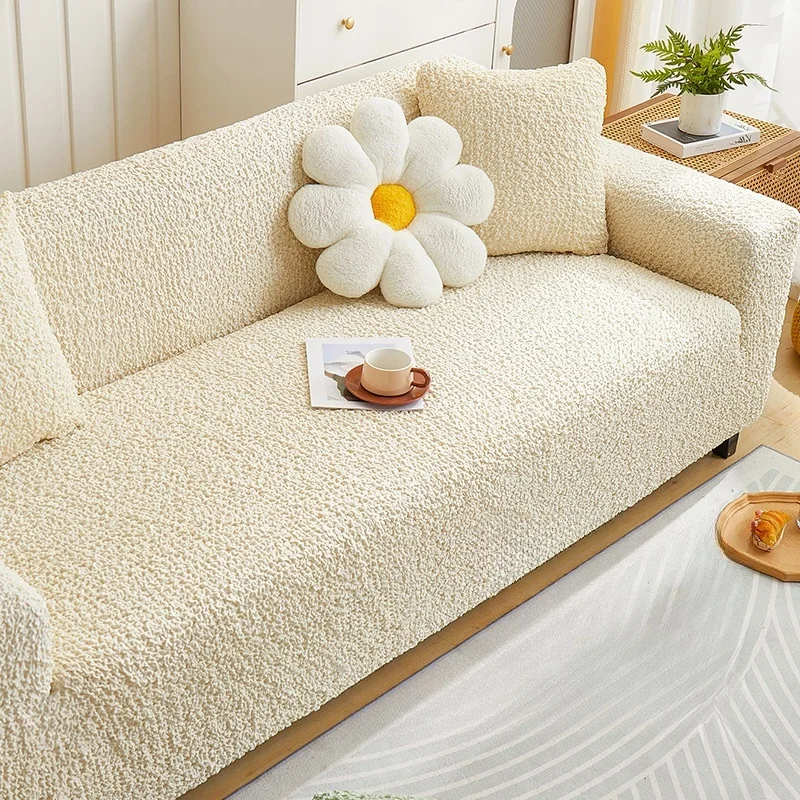 

Thickened sofa cover - Cream color elastic full-cover sofa cover fabric suitable for all seasons