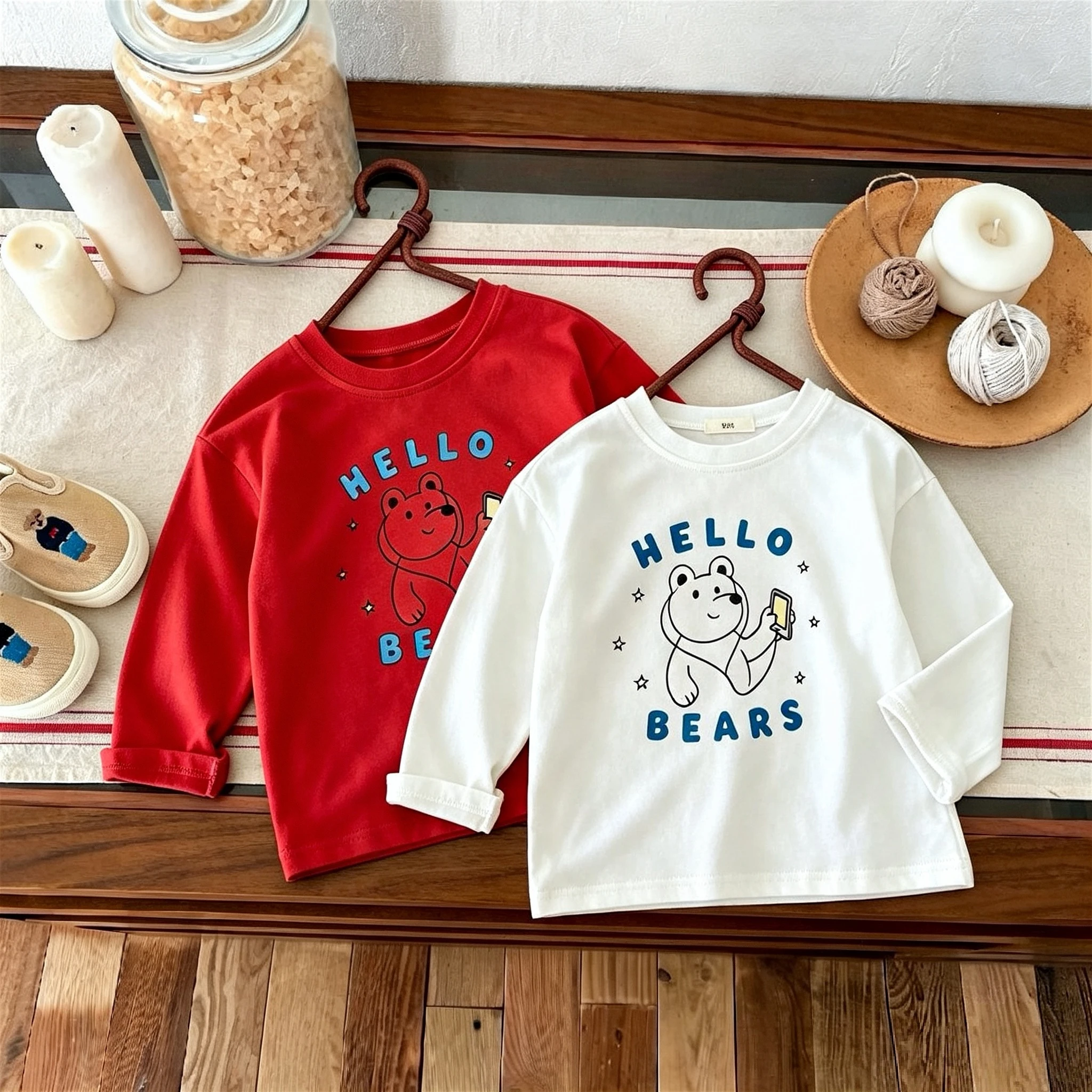 Pure Color Simple Printed Long Sleeve Tshirt Tops Spring Autumn Clothes Popular Design Children's Bottoming Shirt O-neck Blouse