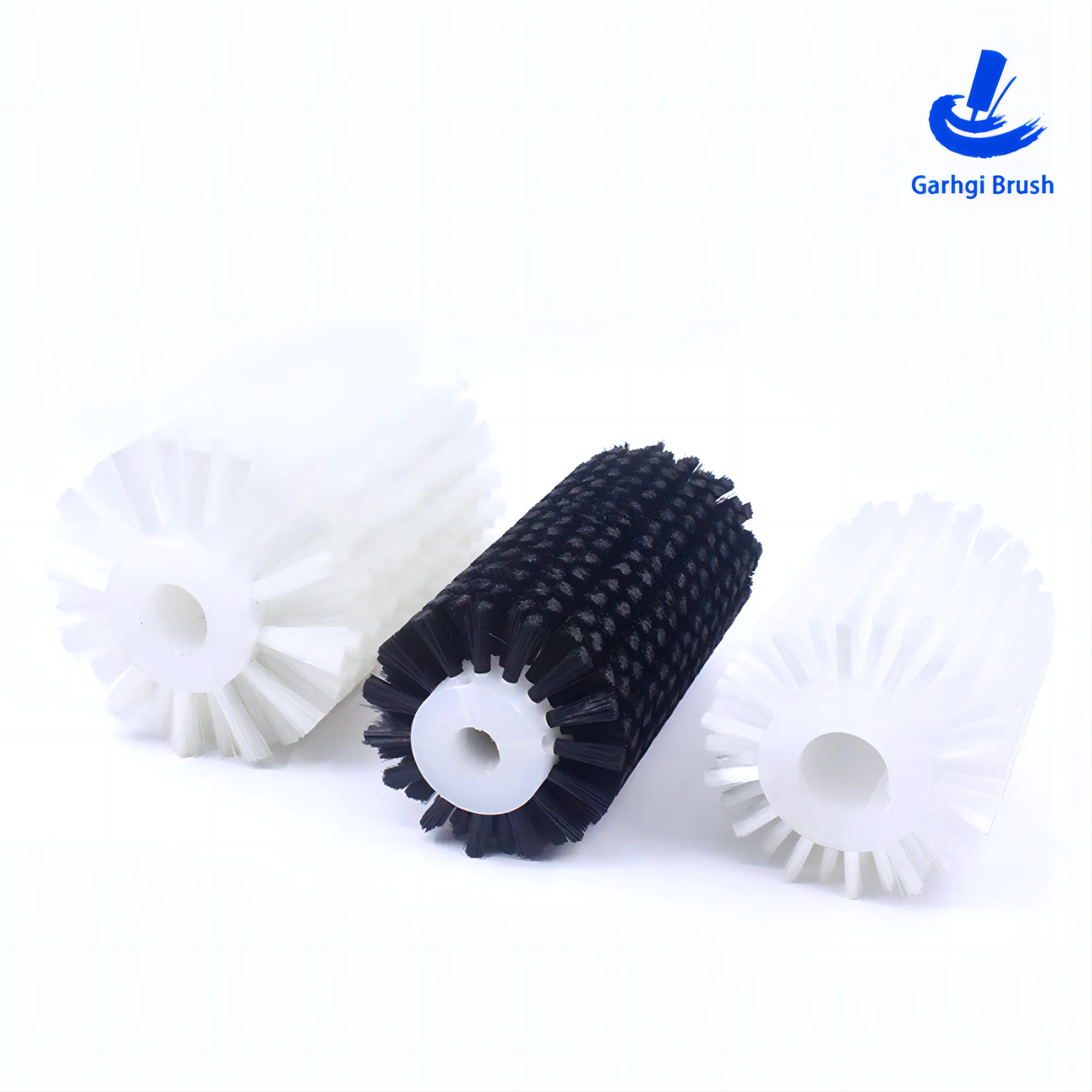 Cleaning Roller Brushes White Nylon Wire Sweeping Rotating Cylinderical Polishing Solar Panel Food Drinks Industry Dust Removal