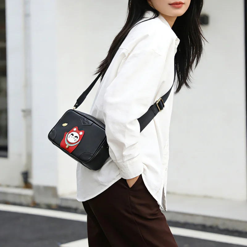 Advanced Sense Single Shoulder Crossbody Bag Street Trendy Small Square Box bag for Men Genuine Leather Mobile Phone HandBag sac
