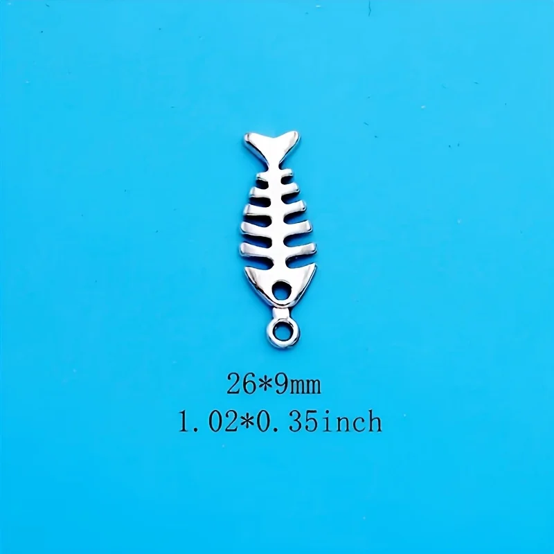 50 قطعة قلادة على شكل هيكل السمكة من سبائك الفضة العتيقة، مجوهرات عصرية مناسبة لصنع المجوهرات بنفسك، أقراط على شكل سوار وقلادة