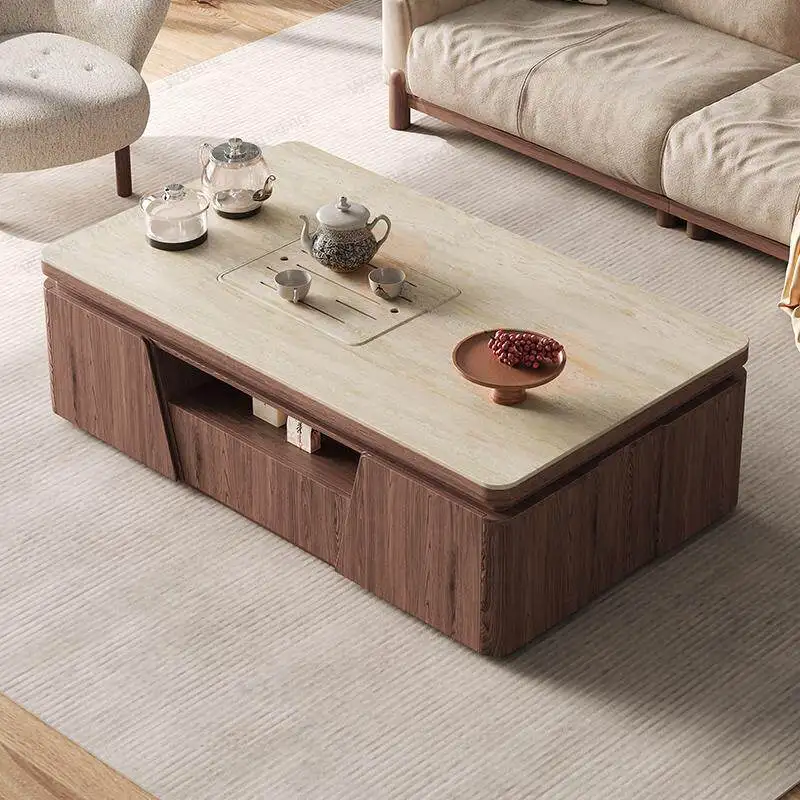 Travertine rock slab coffee table Chinese ancient style Kung Fu living room household Italian minimalist rock slab coffee table