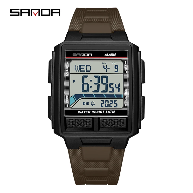 SANDA 2212 Fashion Electronic Watch Alarm Clock Luminous Calendar Water Resistant Shockproof Sports Digital Watches for Man