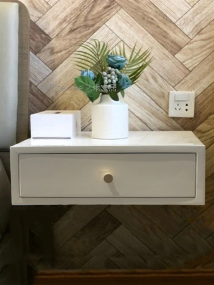 White Solid Wood Bedside Cabinet Fresh Hanging Dressing  Simple Small  Table