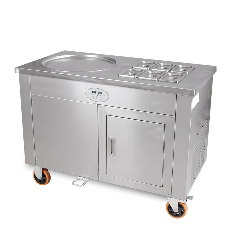 آلة قلي الزبادي التجارية آلة لف الآيس كريم المقلية وعاء واحد آلة لف الحليب المقلي CBJY-1D6A