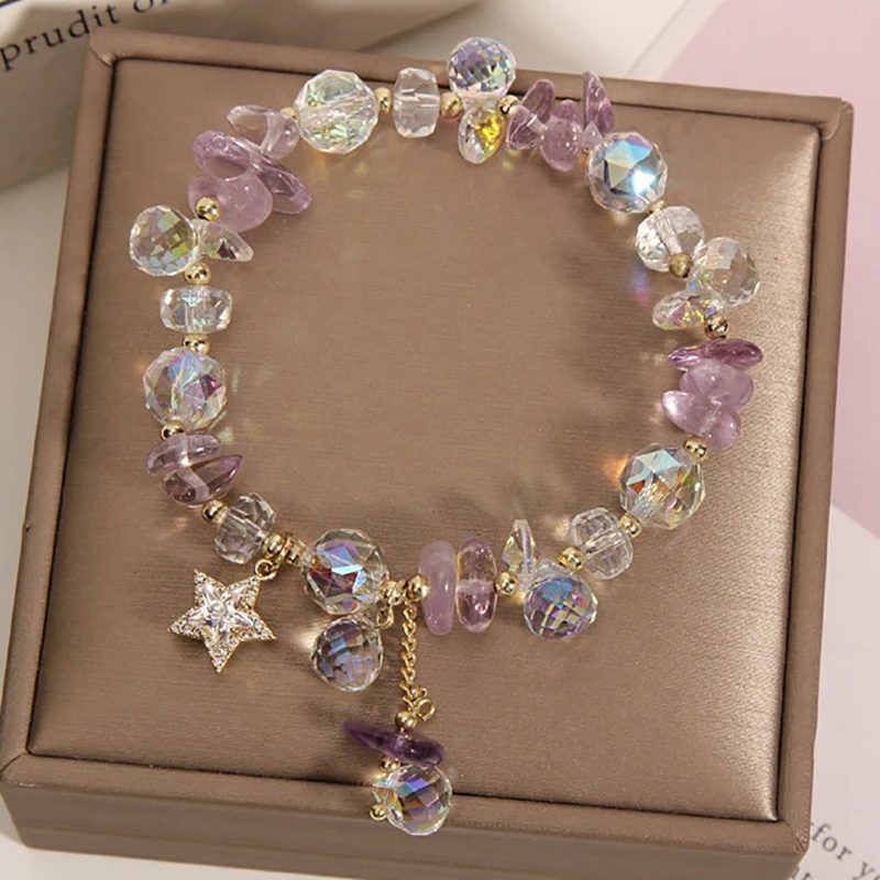 ارتفع سيسي الكورية نمط الطازجة كريستال سوار أنثى بسيطة شخصية الحب قلادة ذيل السمكة سحر سوار للنساء مجوهرات #2