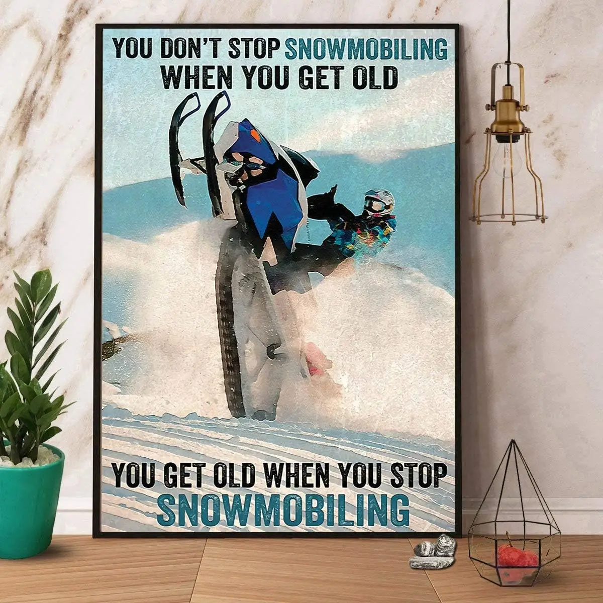 Pzecaru Vintage Snowmobile Metal Sign Snowmobile You get Old When You Stop Snowmobiling Poster Tin Sign Plaque Retro Wall D sign