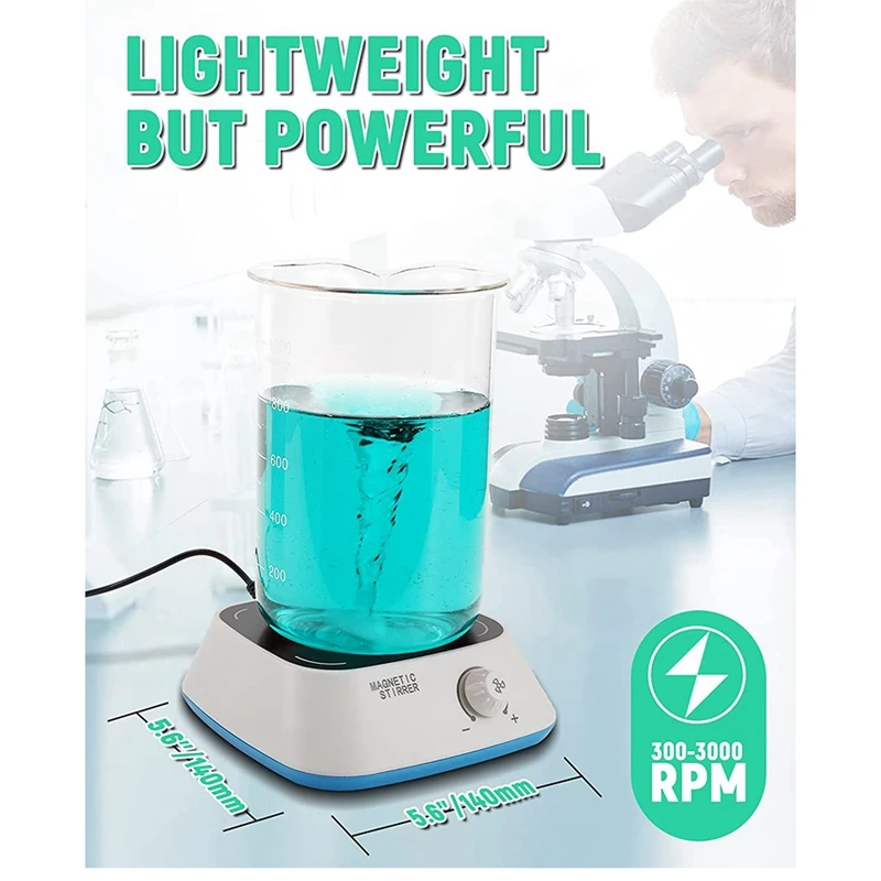 4 Inch Magnetic Stirrer With 6PCS Stir Bar Set And Stir Bar Retriever, Suitable For Scientific Research And Home Brewing