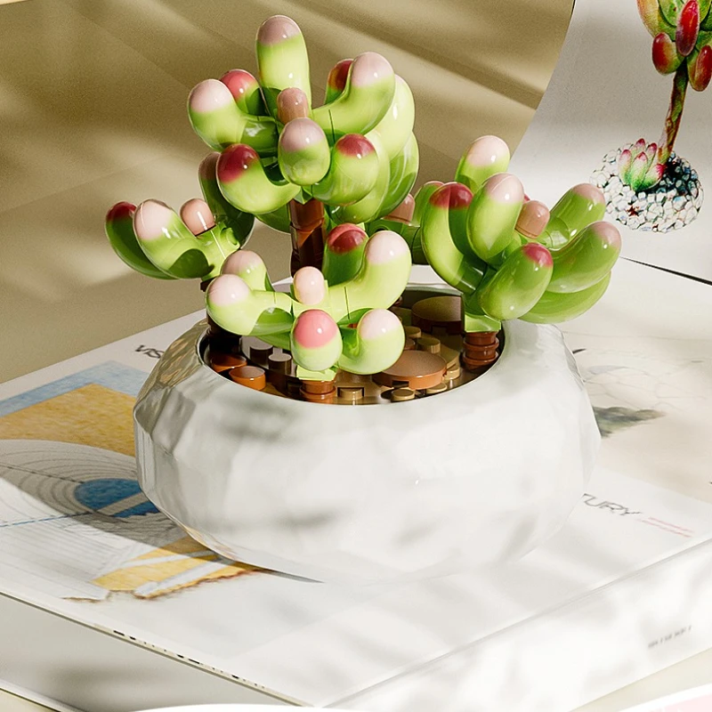 MOC Multiple Succulent Potted Plant Building Blocks Set Flower Cactus House Decor DIY Toys For Birthday Holiday Anniversary Gift