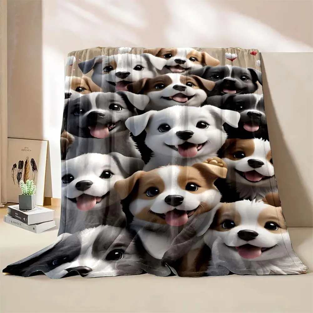 6Sizes Cute Cartoon dogs Printed Blanket Warm Soft and Comfortable Home Travel Blanket Sofa Bedding Cover Blanket Child Gift