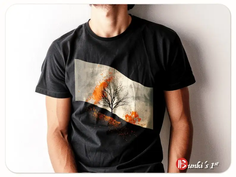 

Fall Tree Art Tree and Leaves T Natur Lover Gift Cotton Comfort Men Women Kids Unisex Heavyweight Tshirt