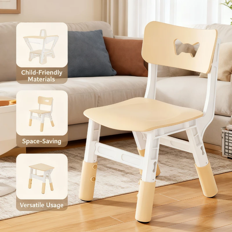 

Kids Chair Baby Seat Toddler Chair Adjustable Height Backrest Ergonomic Study Dining Home Classroom Plastic Wooden Child Chair