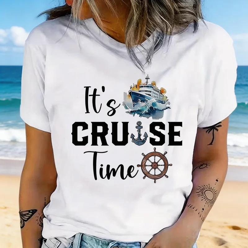 It's Cruse Time Print Damen-T-Shirt, 2000er-Jahre, Gothic, lässig, Rundhalsausschnitt, kurzärmelig, T-Shirt, Kleidung, 90er-Jahre, Sommer-Tops, T-Shirts für Damen
