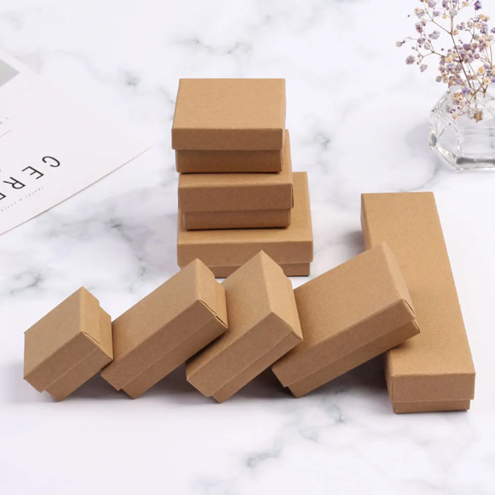 6Pcs Jewelry Gift Box Solid Color Mini Portable Jewelry Organizer Case Sponge Liner Earrings Necklace Storage Travel Box