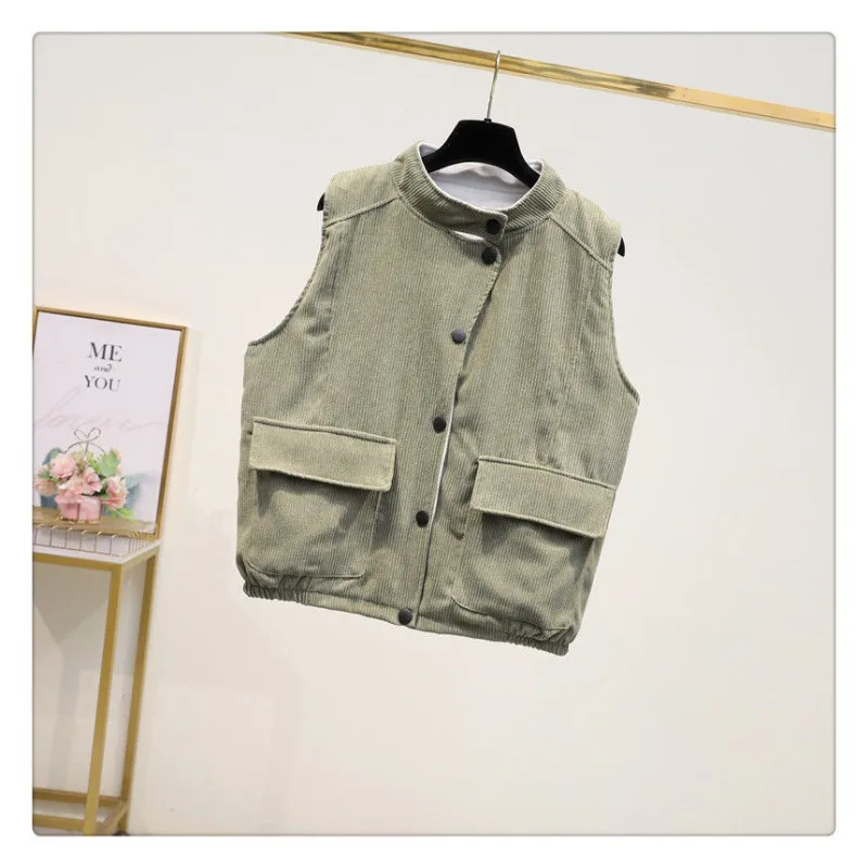 

Vest Vest for Women in Spring and Autumn Wear New Light and Short Warmth and Artistic Retro Casual Versatile Corduroy Horse Clip