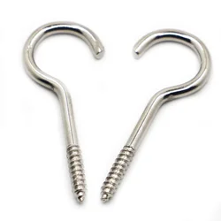 Light Hook Ring Question Mark Hooks Sheep Eye Hook Screws Nickel Self-tapping Screw Hooking 1# 2# 3# 4# 5# 6# 8# 10# 12# 14#