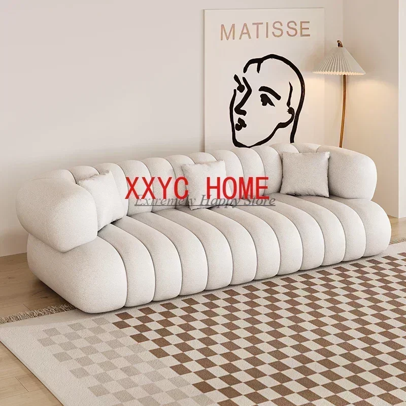 

Xxl Recliner Sofa 3 Seater Nordic Style Modern Lambswool Couch Curved Full Body Soft White Cheap Divani Soggiorno Home Furniture