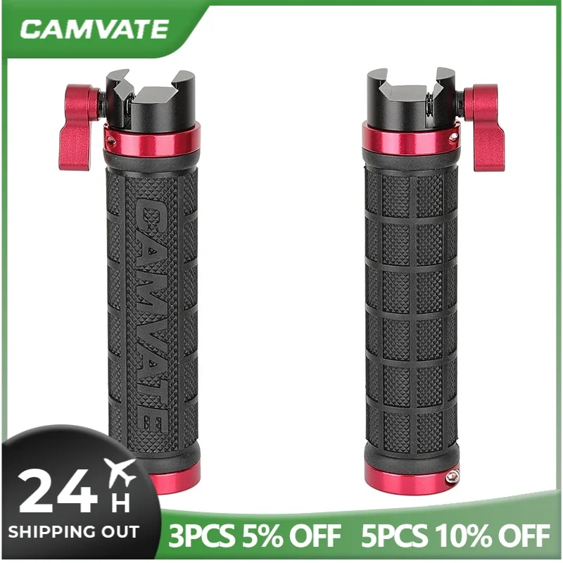 CAMVATE Rubber Camera Handle Grip Stabilizer With NATO Clamp Connector & Red Screw Knob For Camera Cage Rig / Smartphone Stand