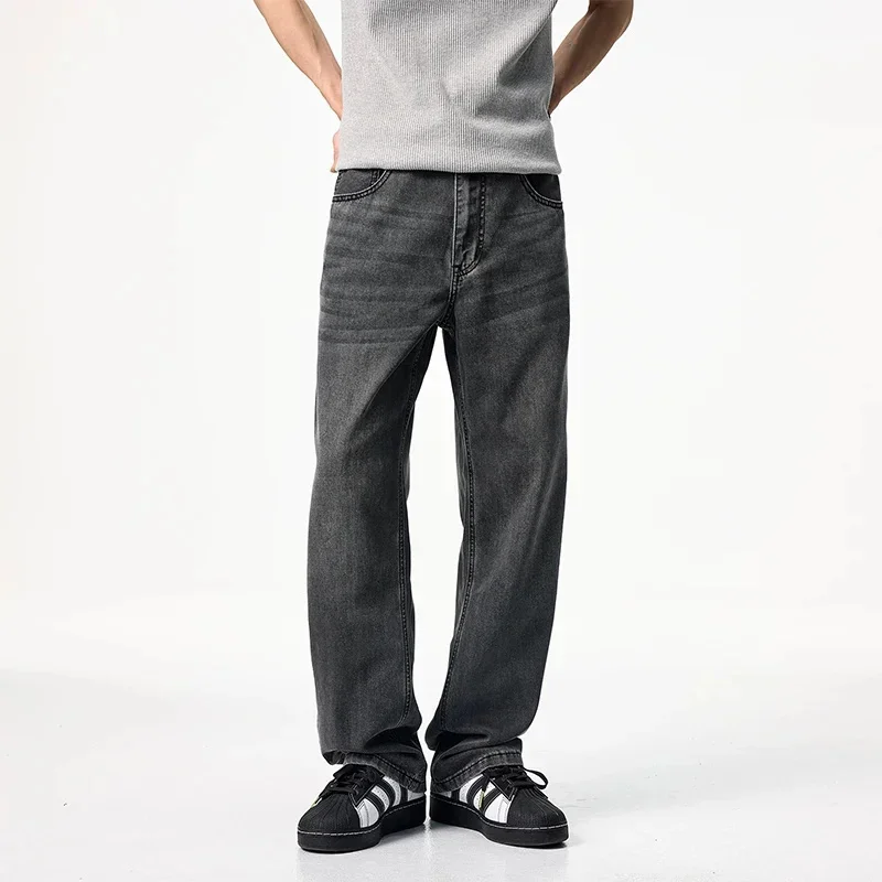 

spring-summer clanfit straight tube version sag lyocell loose casual jeans go with everything