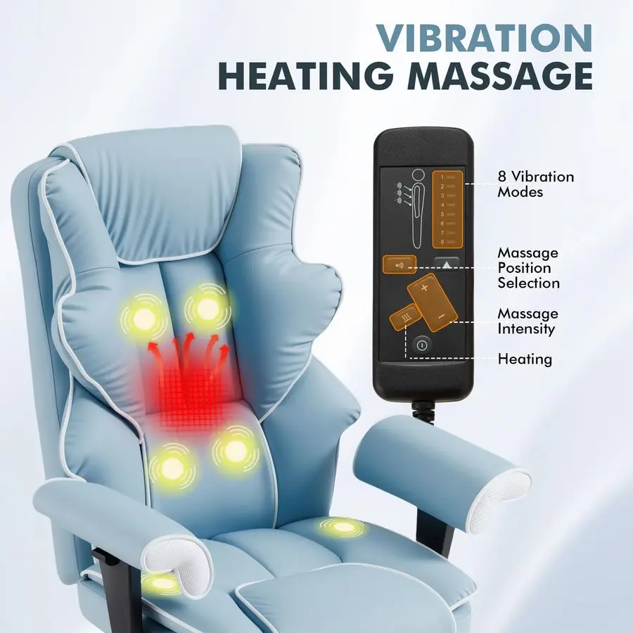 เก้าอี้นวด 6 จุด, เก้าอี้สำนักงานแบบมีระบบทำความร้อน, เก้าอี้สำนักงานที่บ้านตามหลักสรีรศาสตร์พร้อมที่พักเท้าแบบยืดหดได้และฟังก์ชั่นปรับเอน