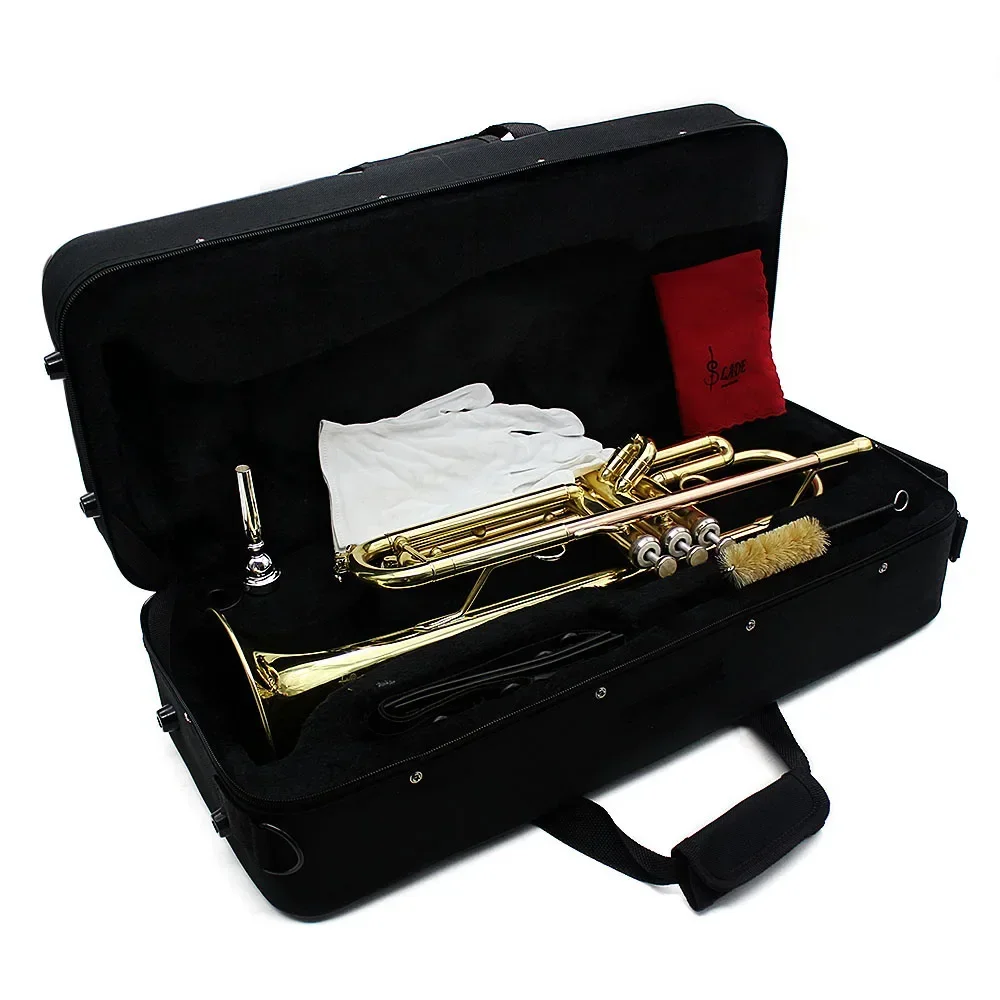 Trumpet Bb Flat Professional Brass Gold Silver Trumpet Brass Body Trompete Musical Brass Instrument Case Trumpet Mouthpiece