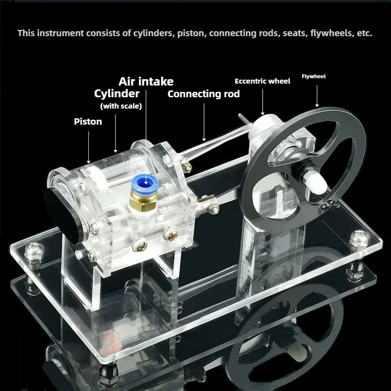 Modelo de motor de vapor, motor de potencia térmica, pistón, movimiento alternativo, juguete, experimento científico, ayuda para enseñanza