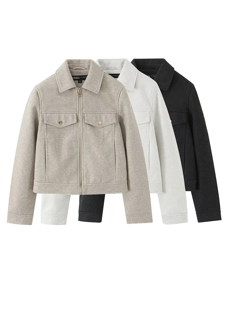 

Women 3 Colors Long Sleeve Zipper Coats Autumn Winter Outwear Jackets