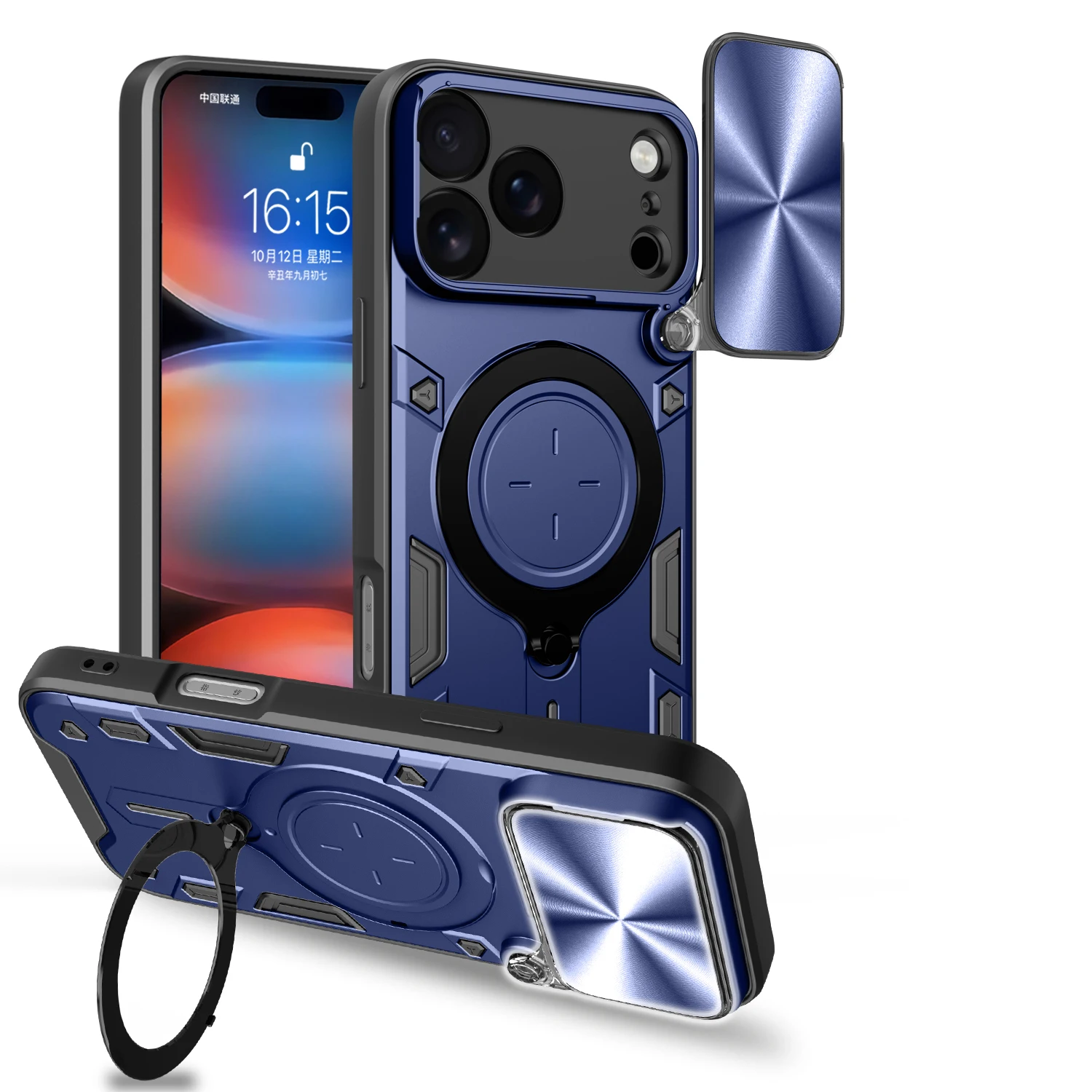 آيفون 17 برو ماكس حافظة مدرعة مقاومة للصدمات آيفون الهواء الدائري حامل كاميرا كامل عدسة حماية الغطاء الخلفي حالات الهاتف