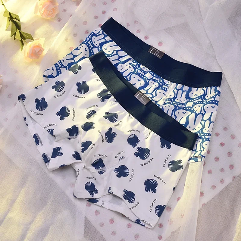 Men's underwear pure cotton cute rabbit bear cartoon printed pant  breathable trend personalized thin boxers