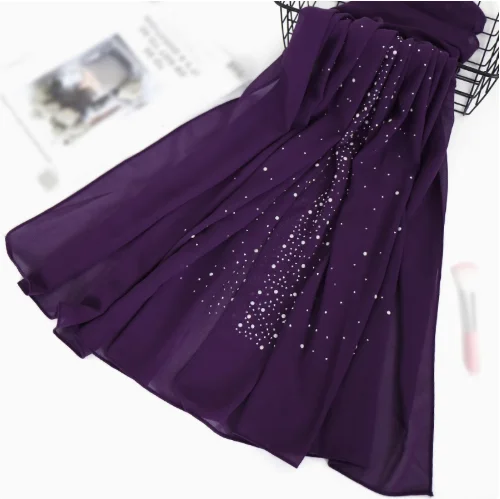 

Chiffon Rhinestone Long Scarf From Malaysia Indonesia Dubai Middle East Hui Ethnic Group