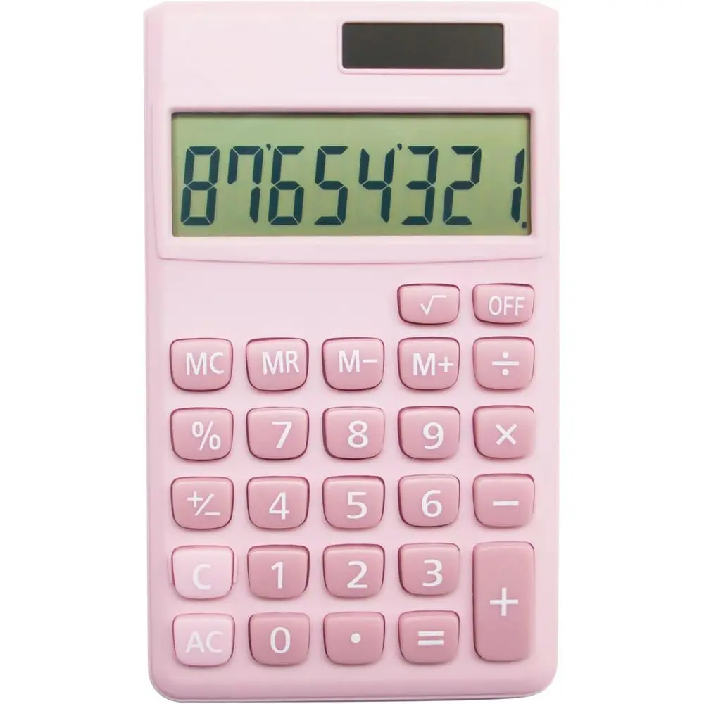 8-Digit LCD Display Desktop Calculator, Battery Powered, Ideal for Kids and Adults in Pink