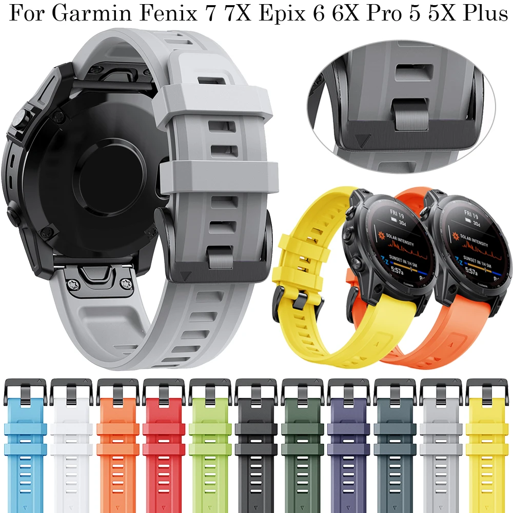 

Smart Watch Silicone 22 26mm Band For Garmin Fenix 7 7X Epix 6 6X Pro 5 5X Plus 3 3HR 945 Mk1 Easy Fit Straps Watchband Bracelet