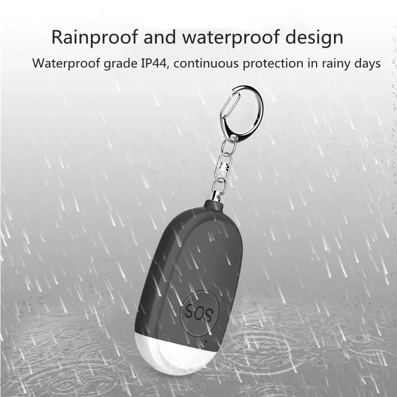 LLavero de alarma de seguridad Personal para autodefensa, recargable, 130dB, Anti ataque, alarma de emergencia de Rape con linterna LED