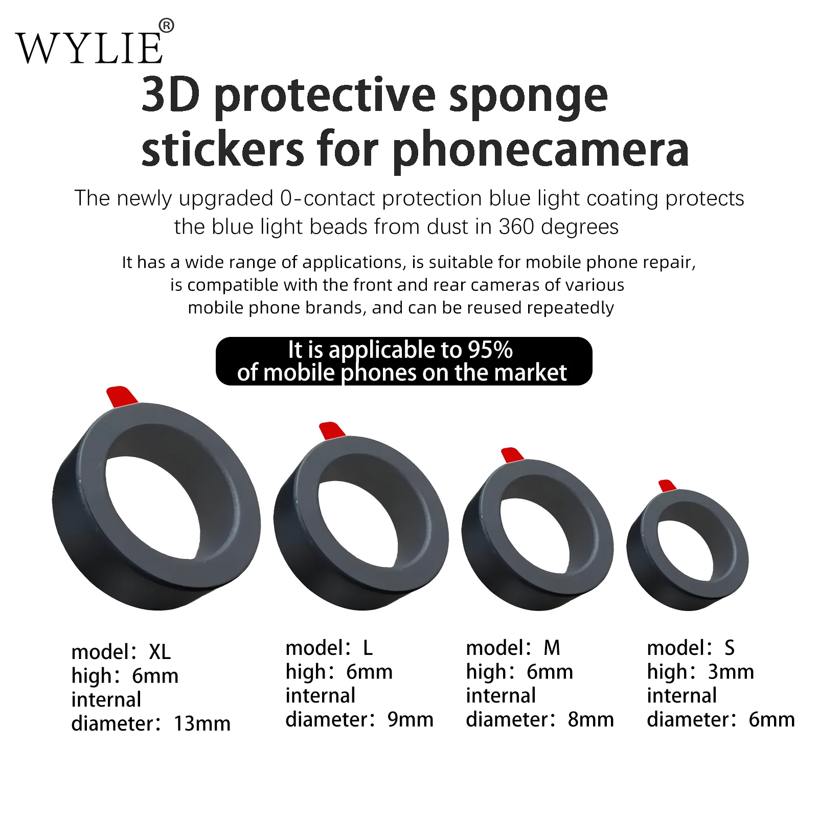WYLIE ثلاثية الأبعاد كاميرا حماية الإسفنج ملصق 70 قطعة/الحقيبة العالمي للهواتف المحمولة حماية ملصق مجموعة أدوات الكاميرا الأمامية والخلفية