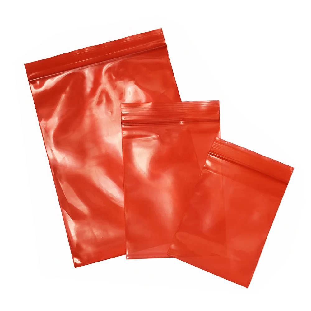 Red Zip Lock Resealable PE Anti Static Package Pouch Self Sealing Circuit Board Electronic Components Storage Antistatic Bags