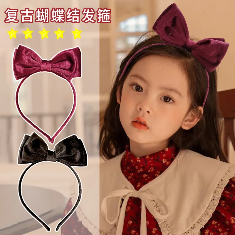 Red Black Velvet Bow Bezel Headwear Women Korean Headband Girls Vintage Hairband Hoop For Wedding Party Hair Bands