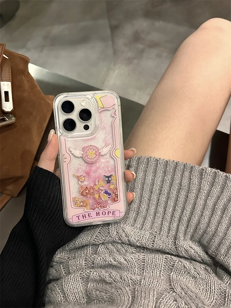 حافظة Guanview Ins Girl's Heart اللامعة ذات الرمال المتحركة متعددة الاستخدامات، صغيرة الحجم، متوافقة مع iPhone 6 pro Max وAp...