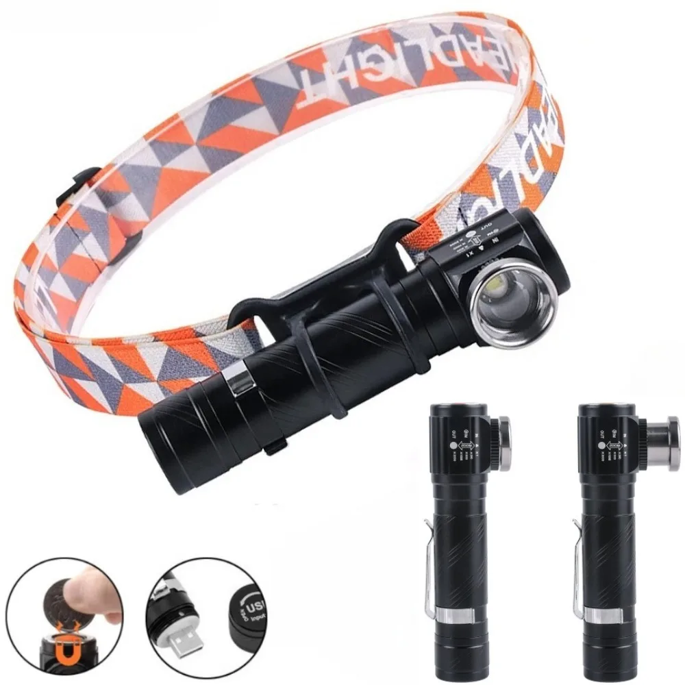 

Суперяркий перезаряжаемый светодиодный налобный фонарь 1000 лм с зумом, магнитом на задней панели и клипсой для ручки, для кемпинга и охоты