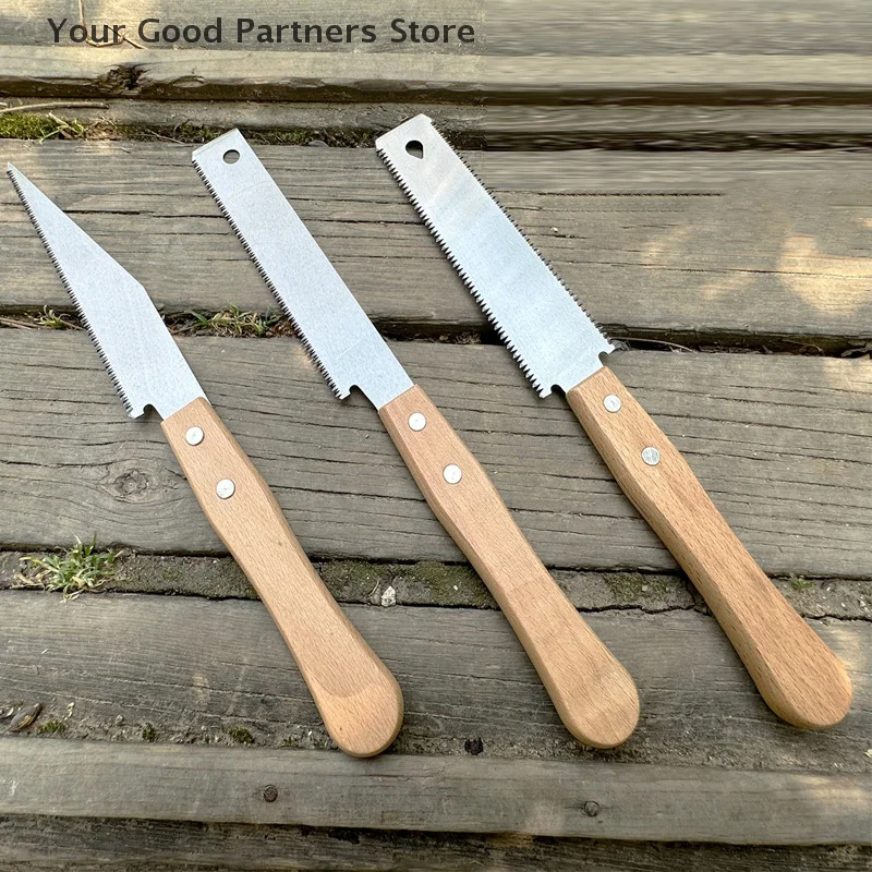 1PC Strumento di rifinitura per sega a filo per uso domestico Lavorazione del legno Piccola sega a mano Manico dritto in legno Sega a tiro a bordo singolo