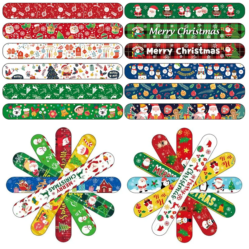 48/96pc Christmas Slap Bracelets, Christmas Party Favors for Kids, Christmas Stocking Stuffers, Fun Children Toy Party Gift